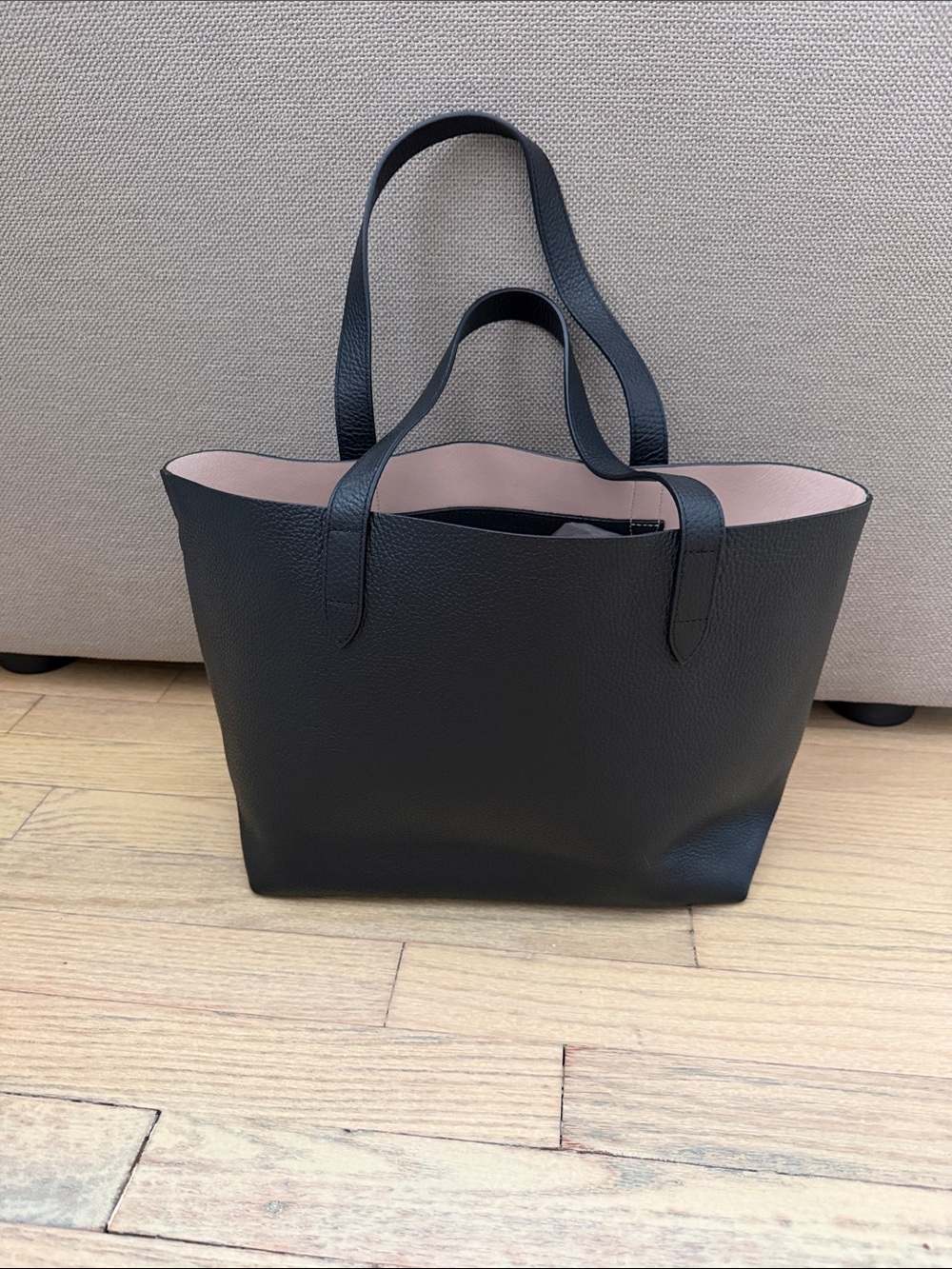 Cuyana Black Tote Bag with Pink Interior NEW